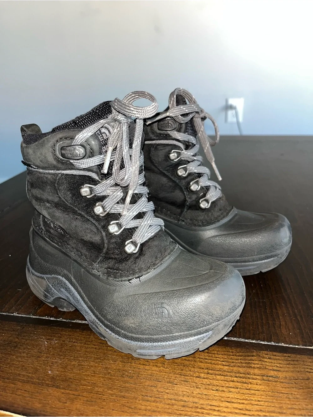 The North Face Black and Gray Kids Winter Boots